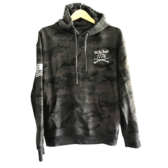 MENS BLACK/GREY PULLOVER KANGAROO POCKET HOODIE SWEATER SIZE MEDIUM - Picture 1 of 6